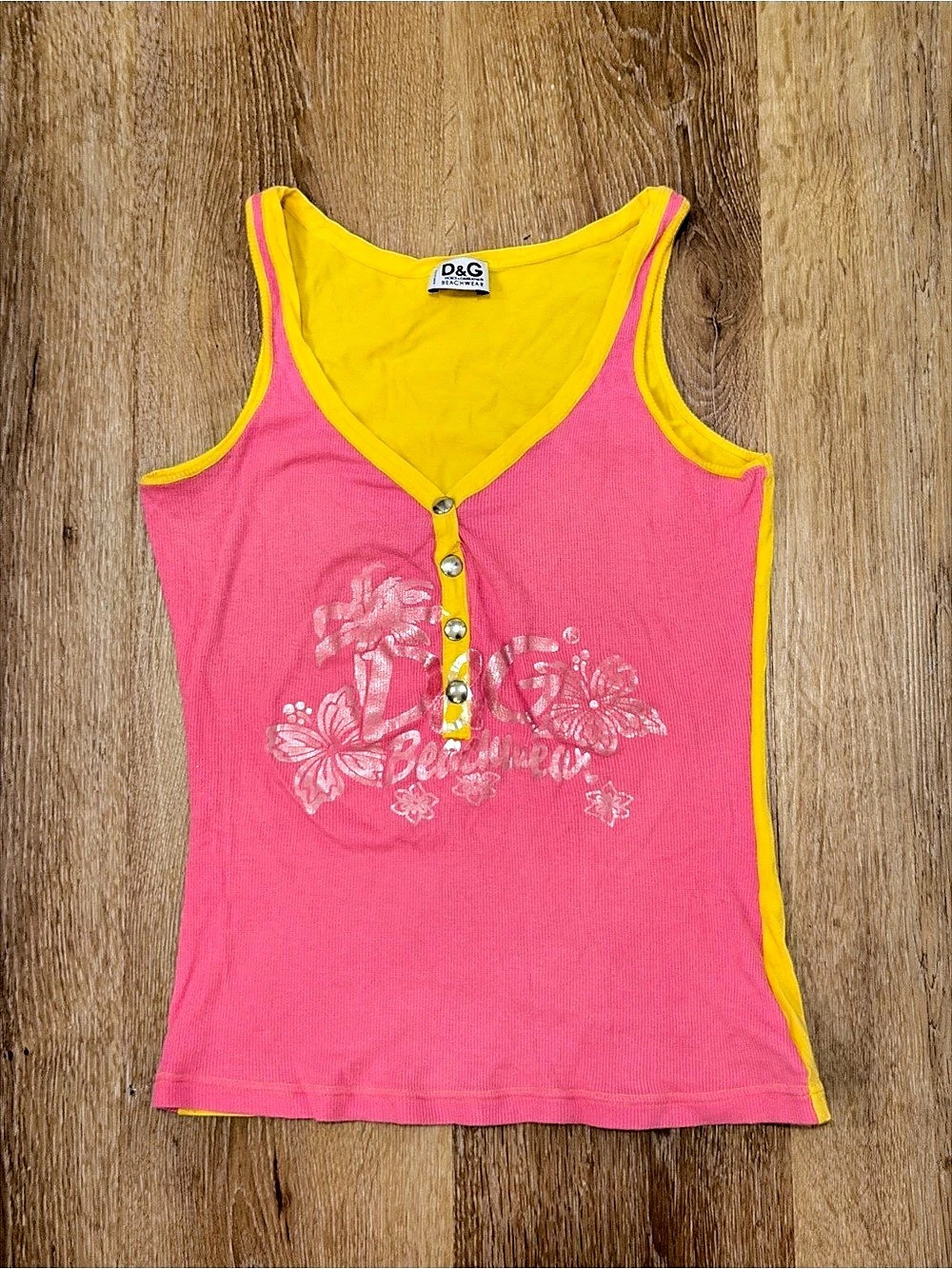 D&G Pink & Yellow Graphic Tank Top